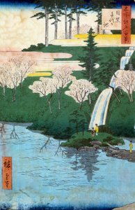 江户百景； 千代目黑池的景色。 歌川广重 (1797-1858) 19 世纪的日本版画。 私人收藏 作者 Ando or Utagawa Hiroshige