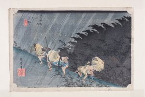 驾雨（Sh?no:驱雨(Sh?no, hakuu)(彩色木版画) 作者 安藤或歌川广重