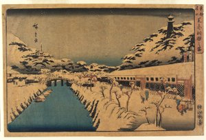 芝叶赤羽桥上的雪，1844-45年 作者 安藤或歌川广重