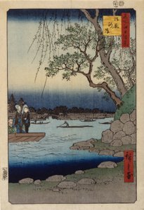 马厩河堤（彩色木刻版画） 作者 安藤或歌川广重