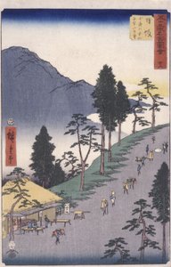 第 26 站，日坂（彩色木刻版画） 作者 安藤或歌川广重