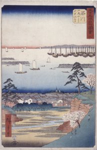 品川第二站（木刻版画） 作者 安藤或歌川广重