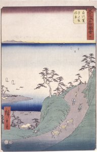 第 33 站，白须；京冈东海道系列（彩色木刻版画） 作者 安藤或歌川广重