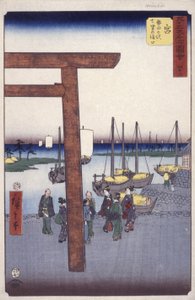 42号车站，宫（彩色木版画） 作者 安藤或歌川广重