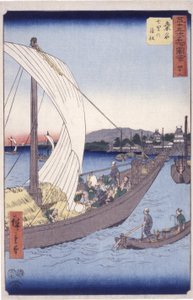 桑名 43 号车站（彩色木刻版画） 作者 安藤或歌川广重
