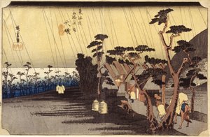 第 9 站，大矶（木刻版画） 作者 安藤或歌川广重