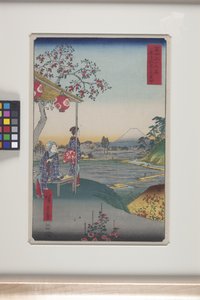 Z?shigaya 的富士山景观茶馆（Z?shigaya Fujimi Chaya）（彩色木刻版画） 作者 安藤或歌川广重