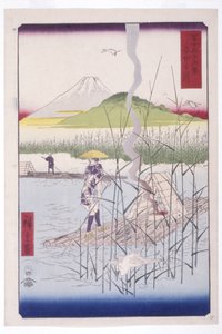 相模川（彩色木刻版画 作者 安藤或歌川广重