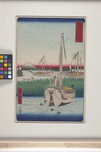 东都佃航海（Tsukuda Oki）（彩色木刻版画） 作者 安藤或歌川广重