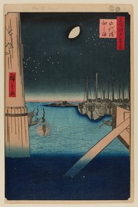 从荣太桥眺望佃岛 作者 安藤或歌川广重
