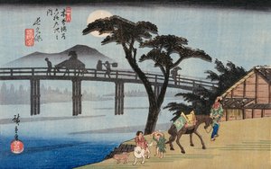 岛原出口处的柳树，来自“京都著名景点”的插图 作者 安藤或歌川广重