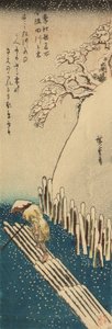 隅田川的冬雪，选自 "四季中的江户名胜 "系列（木刻版画） 作者 安藤或歌川广重