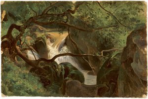 有瀑布的森林内部，帕皮尼奥，1825年至1830年。