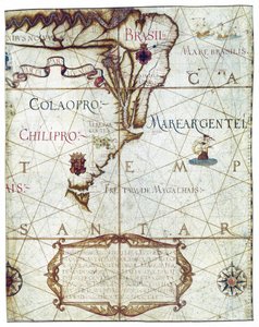 南美洲地图，载于 1559 年《Universa ac Navigabilis Totius Terrarum Orbis Descriptio》（彩色手稿） 作者 安德烈·霍姆