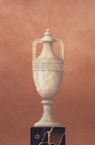 白色大理石双耳瓶