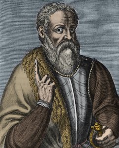 Hernando Cortez或Cortes（1485-1547）西班牙征服者的雕像，出自Andre Thevet（1516-1590）之手 - 征服者Hernan（或Hernando）Cortes或Fernand Cortez（1485-1547）的肖像。 作者 安德烈（后）戴维（Thevet）