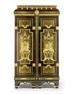 路易十四内阁&39;De l&39;Histoire d&39;Apollon&39;，约1695年至1700年（ormolu，乌木，黄铜，to色，蓝染色的号角和锡）