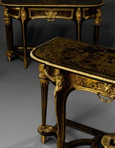 配对的路易十四码头桌，约1710年 作者 Andre Charles Boulle