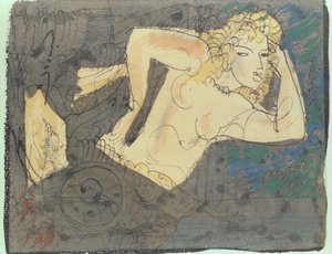 诗歌《纺纱者》的插图，选自保罗-瓦莱里（1871-1945 年）的《古代诗歌魅力专辑》（综合媒材）