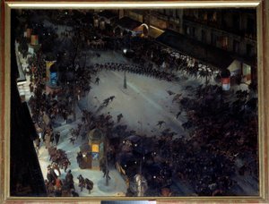 La charge, Boulevard Montmartre 巴黎示威现场。 Andre Devambez (1867-1944) 1901 年作画。 1.27 x 1.62 米。 巴黎，奥赛博物馆