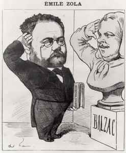 Emile Zola的漫画（1840-1902）向Honore de Balzac（1799-1850）致敬