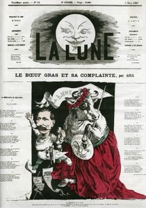 Le Beeuf gras et sa lamentte，一首歌的插图。吉尔的漫画，载于《La Lune》，3月3日 作者 安德鲁·吉尔