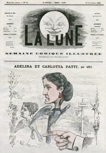 意大利歌剧演员阿德利娜（1843-1919）和卡洛塔-帕蒂（1835-1889）的肖像。吉尔的漫画，载于《月亮》，11月25日 作者 安德鲁·吉尔