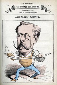 奥雷利安-肖尔（1833-1902）的画像，法国记者、作家和喜剧演员。漫画作者吉尔，巴黎。 作者 安德鲁·吉尔