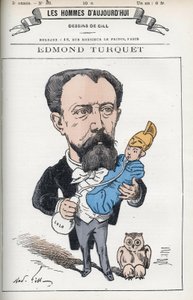 埃德蒙-亨利-图尔凯（1836-1914）的肖像，法国政治家，他在1871年至1889年期间担任艾森河的副手。漫画作者吉尔，巴黎。 作者 安德鲁·吉尔