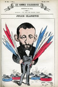 Jules Claretie (1840-1913) 的肖像，法国小说家、剧作家和评论家。 吉尔的卡通，在“Les Homme d