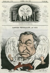 路易-维约（1813-1883）的画像，法国记者和文学家。吉尔的漫画，载于《月亮》，4月21日 作者 安德鲁·吉尔