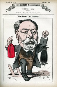 Victor Poupin (1838-1906) 的肖像，法国政治家。 吉尔的卡通，在“Les Homme d