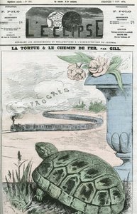 The Turtle and the Railway, an illustration of the technological advances of the railways. Cover in “” L