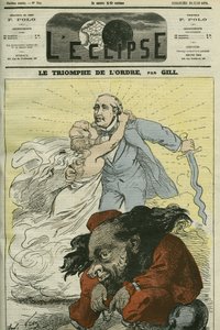 该命令的胜利，吉尔的漫画，由布罗意公爵 (1821-1901) 建立的命令列举。 Gill 的“L