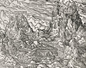 西奈半岛的山区，安德烈-特维特（1504-1592）的雕刻，法国巴黎 作者 安德烈·塞维特（Andre Thevet）