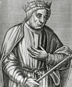 波兰国王卡西米尔三世的肖像，被称为大帝（1310-1370），雕刻自Les Vrais pourtraits et Vies des Hommes illustres。 作者 安德烈·塞维特（Andre Thevet）