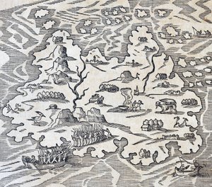 三一岛，来自《宇宙学》的雕刻，作者安德烈-特维特（1504-1592），巴黎。 作者 安德烈·塞维特（Andre Thevet）