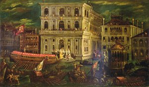 1597年5月4日，Dogaressa Morosina Morosini Grimani的登船，威尼斯，约1600年（布面油画