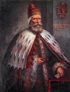 Doge Sebastiano Venier (1496-1578) 的肖像，雇佣兵他在 1571 年的勒班陀战役期间与 Francesco Duodo 率领威尼斯舰队。Andrea de 