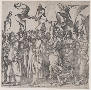 C节：女殉道者和圣徒手持旗帜，出自《基督的胜利》，1836年。