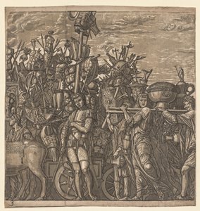 朱利叶斯·凯撒的胜利：参加战争奖杯的士兵，1593-99年。 作者 Andrea Andreani