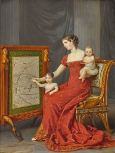 巴伐利亚公主奥古斯塔（Augusta）与孩子约瑟芬（Josephine）和欧金妮（Eugenie）。