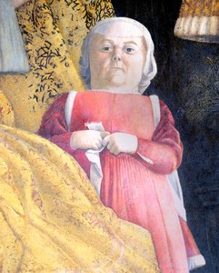 法庭的矮人，法庭墙的细节 作者 安德里亚·曼特尼亚（Andrea Mantegna）