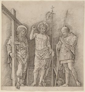 在圣人安德鲁和朗基努斯之间复活的基督 作者 安德里亚·曼特尼亚（Andrea Mantegna）