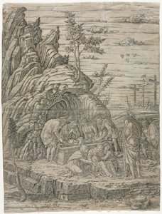 与四只鸟的纠缠。 作者 安德里亚·曼特尼亚（Andrea Mantegna）