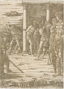 耶稣受难图》，背景为风景画 作者 安德里亚·曼特尼亚（Andrea Mantegna）