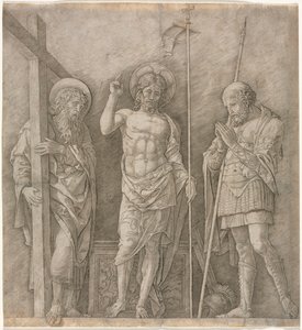 复活的基督在圣安德鲁和朗基努斯之间 作者 安德里亚·曼特尼亚（Andrea Mantegna）