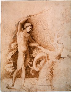 15世纪晚期，与龙作战的年轻人 作者 安德里亚·曼特尼亚（Andrea Mantegna）