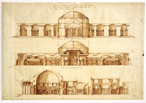 罗马阿格里帕浴场的重建项目c。 1550