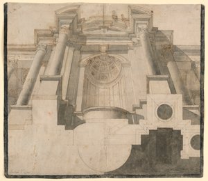 从下往上看建筑，为安德烈亚-波佐的 "Perspectiva pictorum et architectorum "中的第 55 版设计
